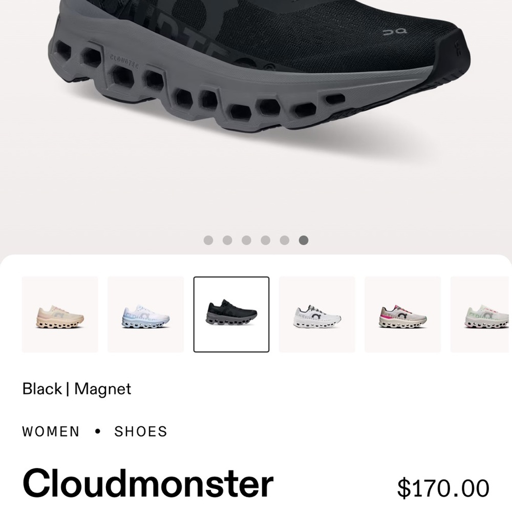 Women’s On Cloudmonster Black Running Shoes - WORN ONCE